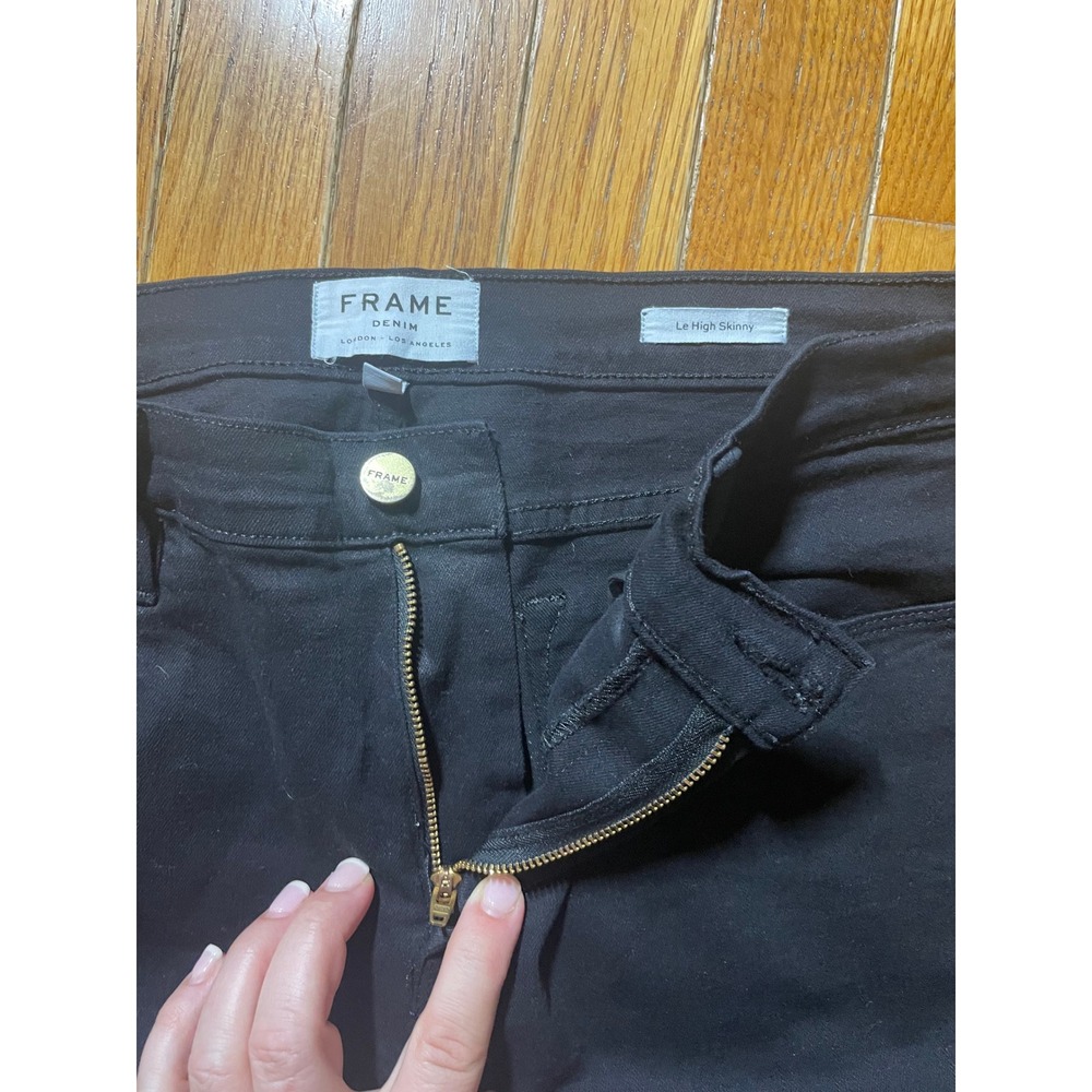 Frame Jeans Womens Size 32 Black Denim Le High Rise Skinny Denim Zip Fly Casual - Picture 5 of 7
